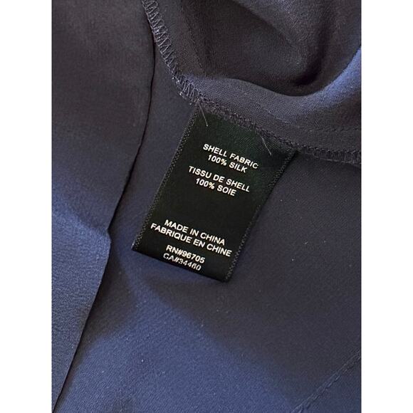 Rebecca Taylor Navy Sleeveless Classic Silk Blouse Career Office Work Classy 8 - Picture 6 of 8